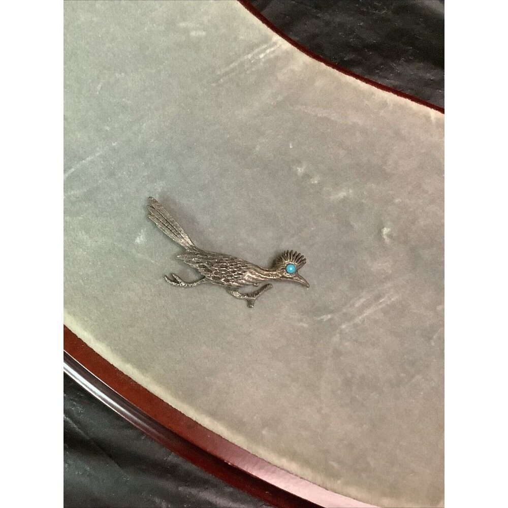 J Ritter Signed Roadrunner Brooch Bird Silvertone